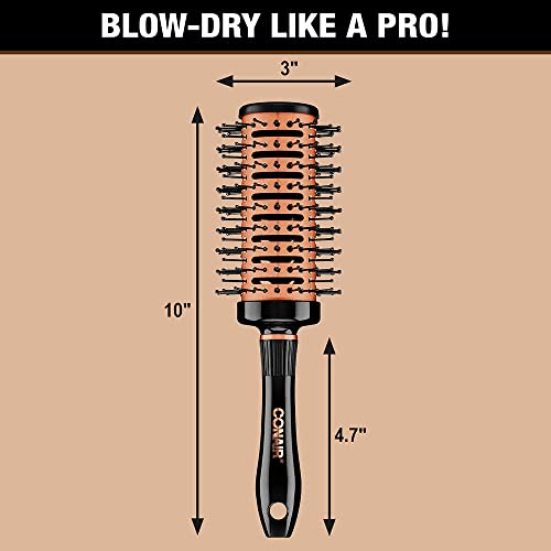 Conair Round Brush for Blow Out - Hair Brush Blow Dryer - Hair Dryer Round Brush - Hair Brush - Quick Blow Dry Copper Collection Vented