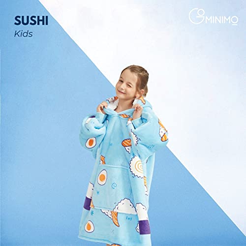 GOMINIMO Kids Comfy, Blanket Hoodie, Wearable Blanket for Women, Comfy Hoodie Blanket, Wearable Blanket Adult, Blanket Hoodie Women, Sweatshirt Blanket, Sweater Blanket (Sushi, Blue)