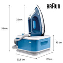 Braun CareStyle Compact Pro IS2565BL, Steam Iron with FreeGlide 3D Technology, iCareMode, Eco and Turbo Modes, Vertical Steaming, Anti-Drip, 1.5L Water Tank, 2400W, Blue