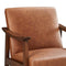 Yaheetech PU Leather Accent Chair, Mid-Century Modern Armchair with Solid Wood Legs, Reading Leisure Chair with High Back for Living Room Bedroom Waiting Room, Set of 2, Brown