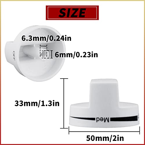 WPW10339443 Gas Range Stove Oven Knob White Replacement Part Cooktop Surface Burner Control Knobs Compatible with Whirlpool Replaces for W10339443 AP6019878 2311009 PS11753189 - Pack of 4