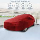 Cosmos - Indoor Car Cover Compatible with Main Compact Saloon Models, Elastic, Breathable and Dustproof Fabric, Soft Lining, Snug Fit, Red