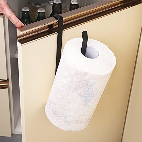 Kitchen Paper Towel Roll Holder, Cabinet Cupboard Under Shelf Storage Paper Towel Roll Holder Dispenser Napkins Storage Rack (Black)