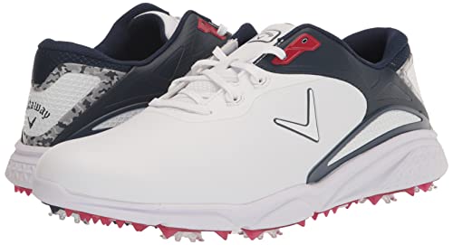 Callaway Men's Coronado V3 Golf Shoe, White/Blue/Red, 12