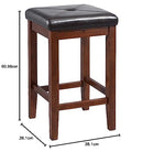 (Mahogany) - Crosley Furniture Upholstered Square Seat Bar Stool, 60cm Seat Height, Set of 2