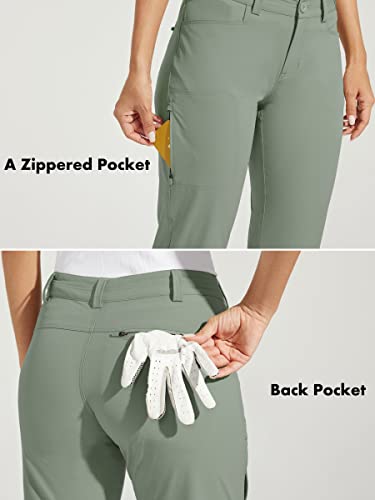 WILLIT Women's Golf Pants Stretch Hiking Pants Quick Dry Lightweight Outdoor Casual Pants with Pockets Water Resistant Sage Green 8