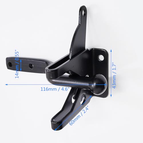 Pair of Self Locking Gate Latch Automatic Gravity Lever for Wood Fence Gate Door Latches, Left and Right (Spring Cable Pull), AP00289O