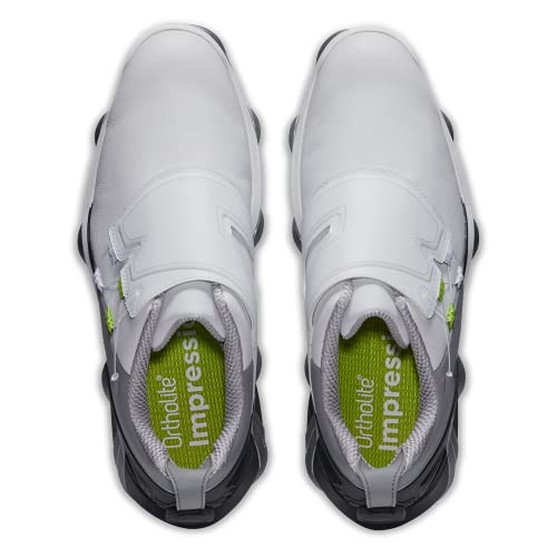 FootJoy Men's Tour Alpha Boa Golf Shoe, White/Grey/Charcoal, 10.5