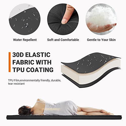 KingCamp Luxury 3D Double Self Inflating Camping Sleeping Pad Foam Air Mattress R Value: 9.5, Portable 3 Inch Large Thick Self Inflatable Mattress for 2 Two Person, Couple, Queen Size, Black