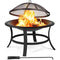 Yaheetech Fire Pits 29in Fire Pit for Outside Round Wood Burning Burning Firepits Fire Bowl with Spark Screen for BBQ Backyard Patio Camping, Black