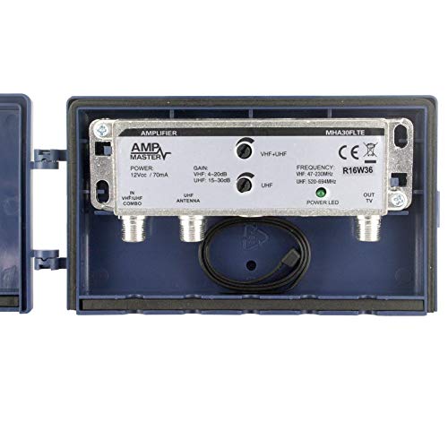 Amp Master Masthead Amplifier TV Antenna Booster with Power Supply