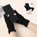 4 Pairs Black Unisex Warm Half Finger Gloves,PIOGHAX Winter Half Finger Knit Gloves Stretchy Knit Fingerless Gloves Suitable for Running, Typing, Cycling