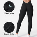 YEOREO Liz Scrunch Workout Leggings for Women High Waisted Butt Lifting V Back Waist Seamless Gym Yoga Leggings, 1 Black, Small