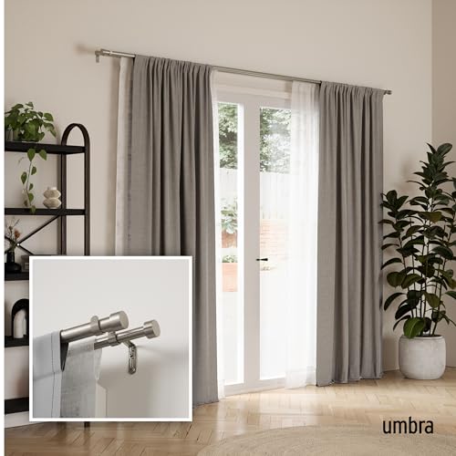 Umbra 1014401-411 Cappa 1-Inch Double Curtain Rod, Includes 2 Matching Finials, Brackets & Hardware, 66 to 120-Inch, Nickel