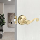 Bonpoly 10 Pack Gold Door Handles, Wave Style Door Lever Passage Door Handle for Hallway and Closet, Keyless Interior Door Levers in Satin Brass Finish, Right Handing