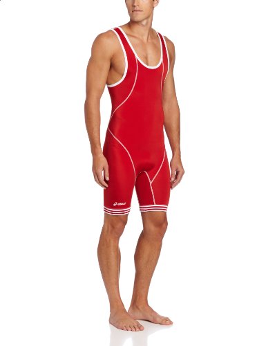 ASICS Men's Snap Down Wrestling Singlet (Red/White), 3X-Small