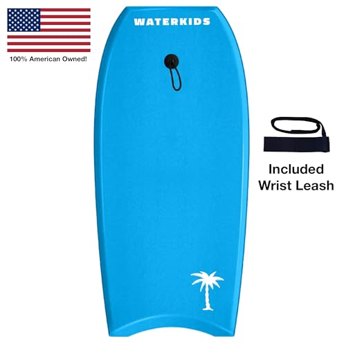 'Aloha' Kids Bodyboard 36" Body Board & Leash, Stylish Graphics, Lightweight Soft Top Bodyboard, EPS Foam Core, HDPE Slick Bottom & Included Wrist Leash, Great for Kids, Youth and Adult Surfers.