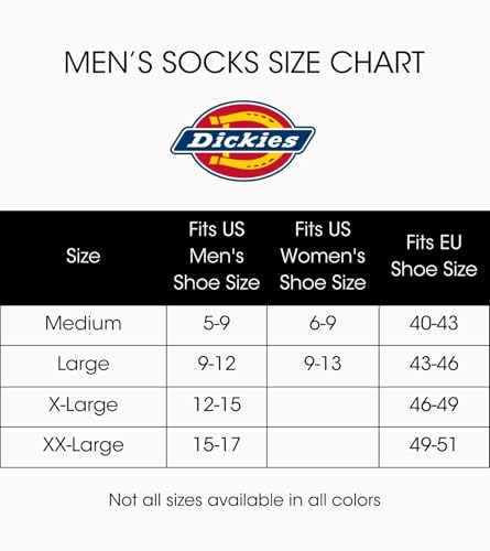 Dickies Men's Dri-Tech Moisture Control Crew Socks Multipack, Black (6 Pairs), 6-12