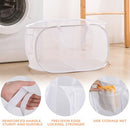 WD&CD 2 PCS Pop-Up Laundry Hampers Foldable Mesh Washing Basket Mesh Laundry Basket Collapsible Mesh Dirty Clothes Hamper Toy Tidy Storage Organizer Horizontal, White