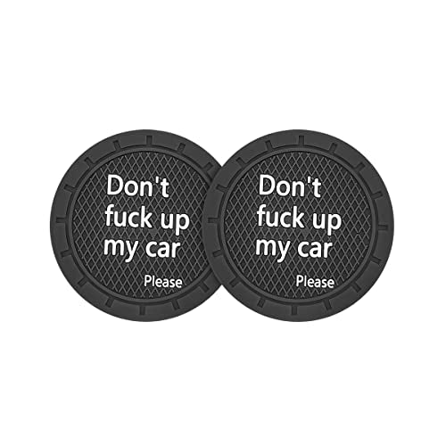 8sanlione Cup Holder Coasters, 2.75 Inch Non-Slip PVC Insert Coaster, Anti-Scratch Auto Cup Mats for Women Men, Vehicle Interior Accessories Universal for Car, SUV, Truck (D Black/2PCS), 2 Pack