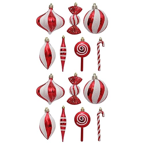 Generic 14Pcs Candy Christmas Hanging Ornaments Pendants Adornment with Rope Christmas Tree Decoration Peppermint Candy Cane for Xmas Tree Holiday