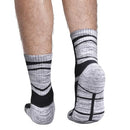 YUEDGE Mens Walking Hiking Sports Socks Moisture Wicking Cotton Cushioned Work Boot Socks For Men Size 9-11, 5 Pairs/Pack