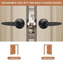 knobelite 10 Pack Privacy Lever Door Handle (Thumb Turn Lock on The Inside),Keyless Door Handle for Bedroom or Bathroom in Black Finish,Wave Style Lever Left and Right Hand Universal