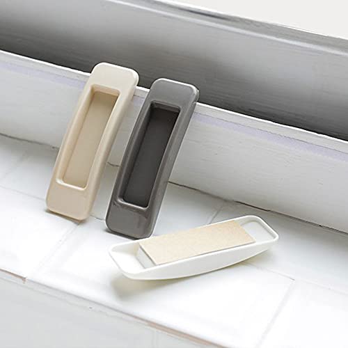 Self-Adhesive Sliding Door Handles, 2 PCS ABS Plastic Cabinet Drawer Window Handle for Indoor, Window, Bathroom Door, Kitchen Cabinet 11cmx3cm (Black)