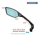 MEACHOW New Scratch Resistant Glass Lens,Handlebar Bike Mirror, Rotatable Safe Rearview Mirror, Bicycle Mirror, (Blue Left Side) ME-006LB