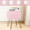 Giantex Luxury Faux Fur Vanity Stool Chair, Round Footstool Ottoman w/Metal Legs, Fluffy Chair with Furry Padded Seat, Decorative Furniture Footrest, Accent Dressing Table Chair Makeup Stool (Pink)