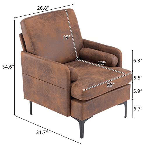 VINGLI 25" W 23" D Rustic Accent Chairs Set of 2, Comfy Cross Legged Reading Chairs Upholstered Cozy Sofa Armchairs Corner Sitting Chairs Modern Office Chairs for Living Room, Bedroom, Reception