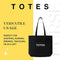 TOTES Pure Cotton Black Tote Bag| (50x43cm) Eco-Friendly Foldable Shoulder Shopping Bags | Washable Reusable Cloth & Unisex Grocery Bags With (50cm) Handles