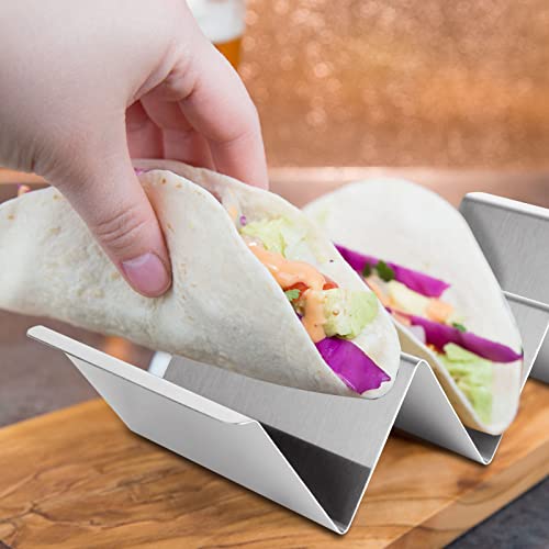 MIVIDE 8PCS Taco Holder Stand, Stainless Steel Taco Rack Holder, Taco Stands for Home Mexican Restaurant