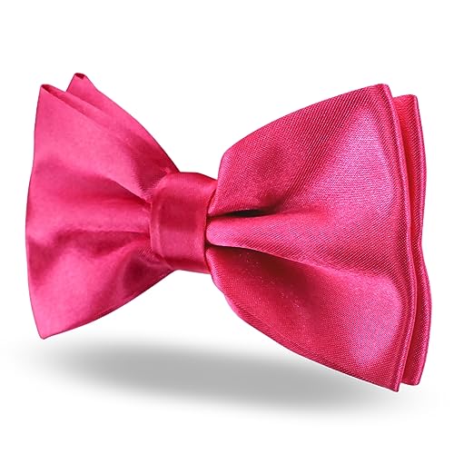 EKIND Men's Pre-tied Bowties Formal Satin Solid with Adjustable Neck Band,Gift Idea For Men And Boys (Rose Red-Coloured)