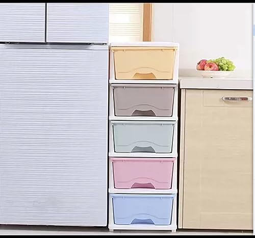 5 Tier Large Plastic Drawer Storage Organiser Level Office Box Cabinet with (Candy Mix Color)