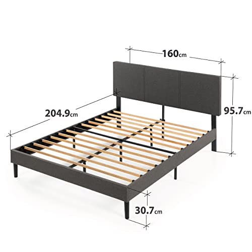 Zinus Bed Frame Queen Size CAMBRIL Fabric Grey / Bedroom Furniture/Dark Grey Fabric/Bedroom Furniture, Strong slats