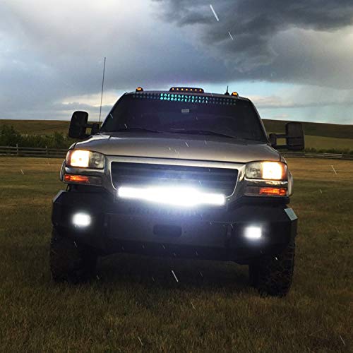 Nilight 20 Inch 420W Triple Row Flood Spot Combo Led Light Bar 4PCS 4Inch 60W LED Pods Driving Boat Lights Led Off Road Trucks Lights, (ZH415), Black