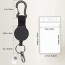 FYY (2 Pack) Heavy Duty Retractable Badge Holders Reel with [Carabiner] [Key Chain Keychain] and [ID Card Holders] 22.8 inches Reinforced Wire Cord - Black
