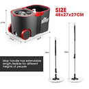 360° Spin Mop Bucket Set Rotating Mop 4 Microfiber Mop Heads Bucket with Wheels Dark Grey & Red Rotating Wet Dry Cleaning Tools