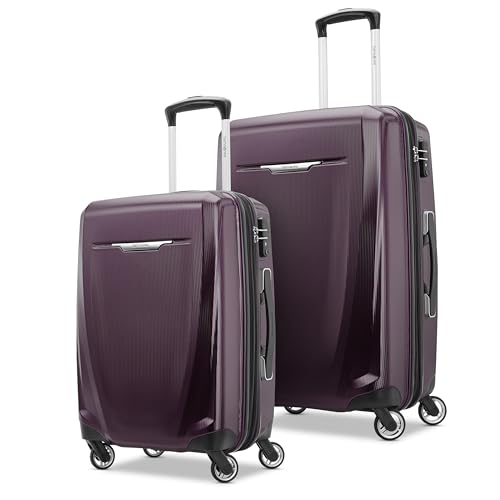 Samsonite Winfield 3 DLX Hardside Luggage with Spinner Wheels, Plum Ombre, 2PC Set (CO/MED), Winfield 3 DLX Hardside Expandable Luggage with Spinners