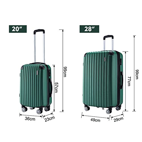 2 Piece Luggage Set Carry On Travel Suitcases Cabin Hard Shell Case Lightweight with Wheels TSA Lock Green