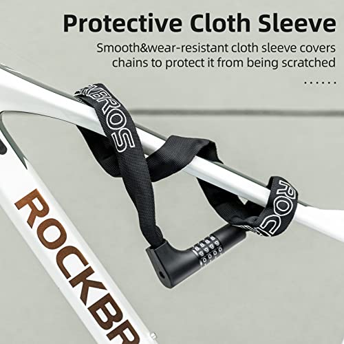 ROCKBROS Bike Lock Chain Bicycle Lock 3.2FT Security Anti-Theft Bike Chain Lock Resettable Combination Bicycle Chain Lock Bike Locks for Bike, Motorcycle, Bicycle, Door, Gate, Fence, Grill with 2 Keys