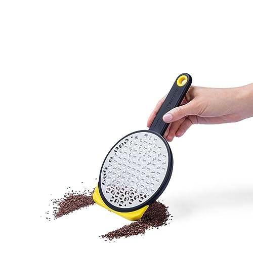 Dreamfarm 3mm Ograte – Medium | Easy Speed Cheese Food Grater with 2-Way Blades for Efficient Grating | Easy-to-Use Zester Tool | Non-Slip Foot for Greater Safer Easier Control | Blade Cover | Yellow