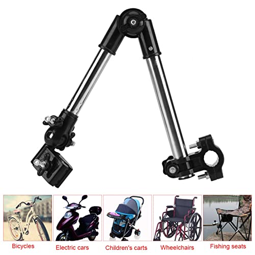 360° Adjustable Umbrella Stretch Mount Stand Holder,Install on Baby Stroller Pram Bicycle Chair, Hands to Increase Safety(Black)