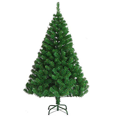 Green Pinecone Hinged Christmas Tree 1.5M 5FT Frost Green 900 Tips Bushy Hinged Branches Metal Stand Easy Assemble Chistmas Gift