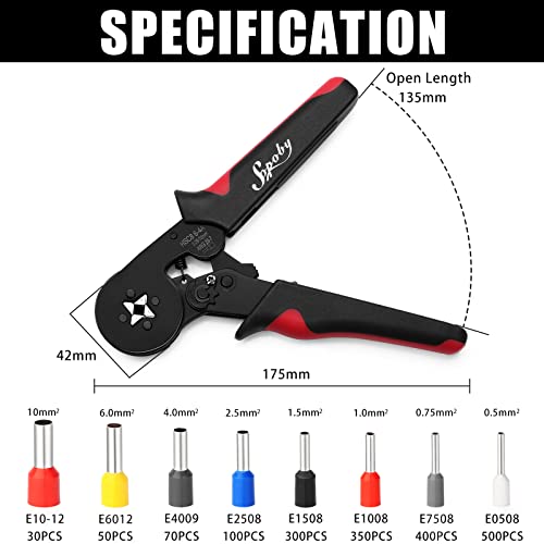 Ferrule Crimping Tool Kit - Sopoby Ferrule Crimper Plier w/ 1800pcs Wire Ferrules Wire Ends Terminals AWG 28-7, 0.08-10mm²