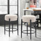 COLAMY Modern Bar Stools Set of 4, 24" Sherpa Counter Height Stools with Round Soft Padded Boucle Backless Seat and Metal Mid-Century Base, Cream