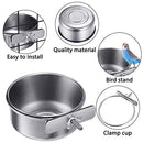 3 Pieces Stainless Steel Bird Feeding Dish Cups, Pet Cage Seed Feeder, Parrot Food Water Bowls with Clamp for Small Animal, Parrot Cockatiel Conure Budgies Parakeet Pet Cups Holder