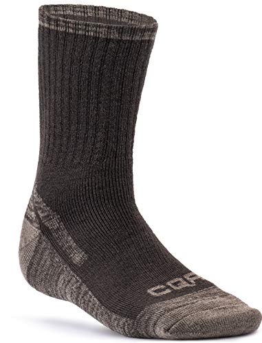 CQR Pack of 3 Men and Women Moisture Wicking Hiking Socks, Outdoor Sports Trekking Crew Socks, Mid Calf Cushioned Socks Heavy Wool 3pairs(tzs78) - Charcoal/Wood/Olive Large