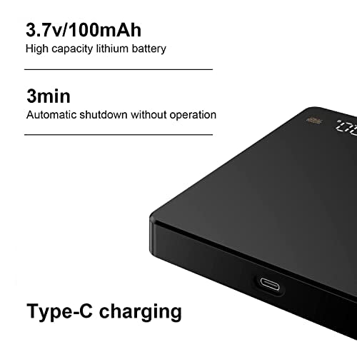 Rechargeable Coffee Scale with 3kg/0.1g High Precision with Back-Lit LCD Display,Digital Food Scale Weight Grams and Oz for Espresso, Drip Coffee, Baking, Cooking